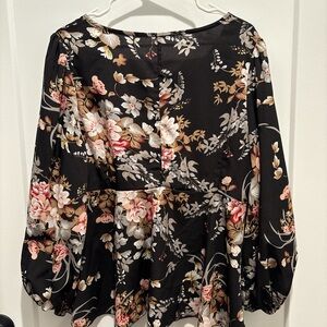 Floral Black Blouse